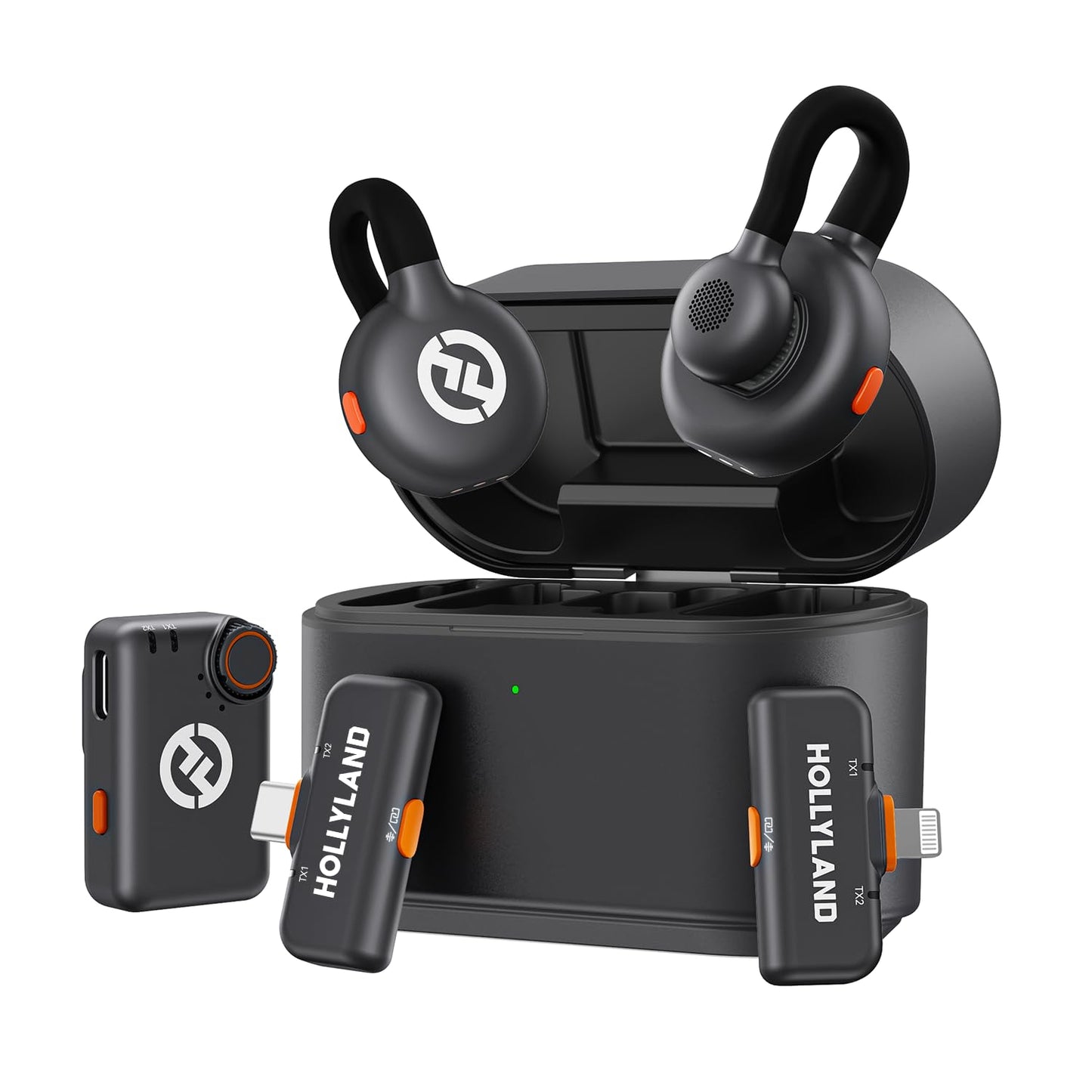 Hollyland Lark M2S Ultimate Combo (Camera RX+USB-C RX+Lightning RX) Wireless Lavalier Microphone for iPhone/Camera/Android/PC, Compact Mic, Titanium Clip, Noise Cancelling, Content Creation