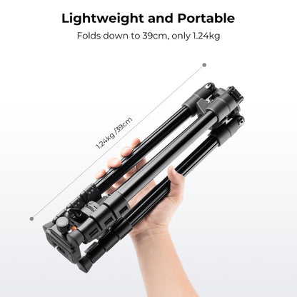 K&F CONCEPT 64 inch/163 cm Camera Tripod,Lightweight Travel Outdoor DSLR Tripods with 360 Degree Ball Head Load Capacity 17.6 lbs/8 kg,Cellphone Clip for Smartphone Live Streaming Vlog O234A1+BH-36