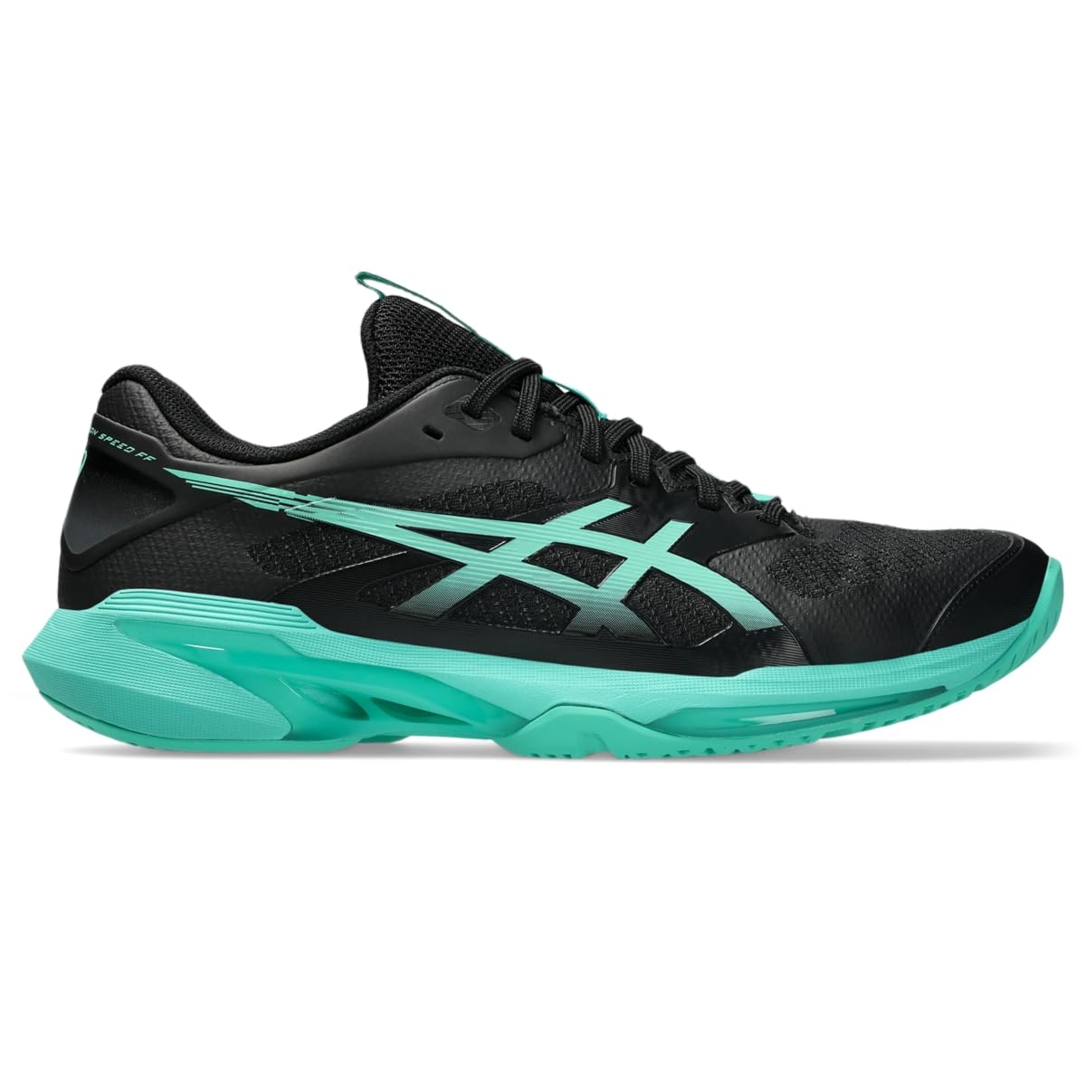 ASICS Men's Solution Speed FF 4 Tennis Shoes, Black/Aurora Green