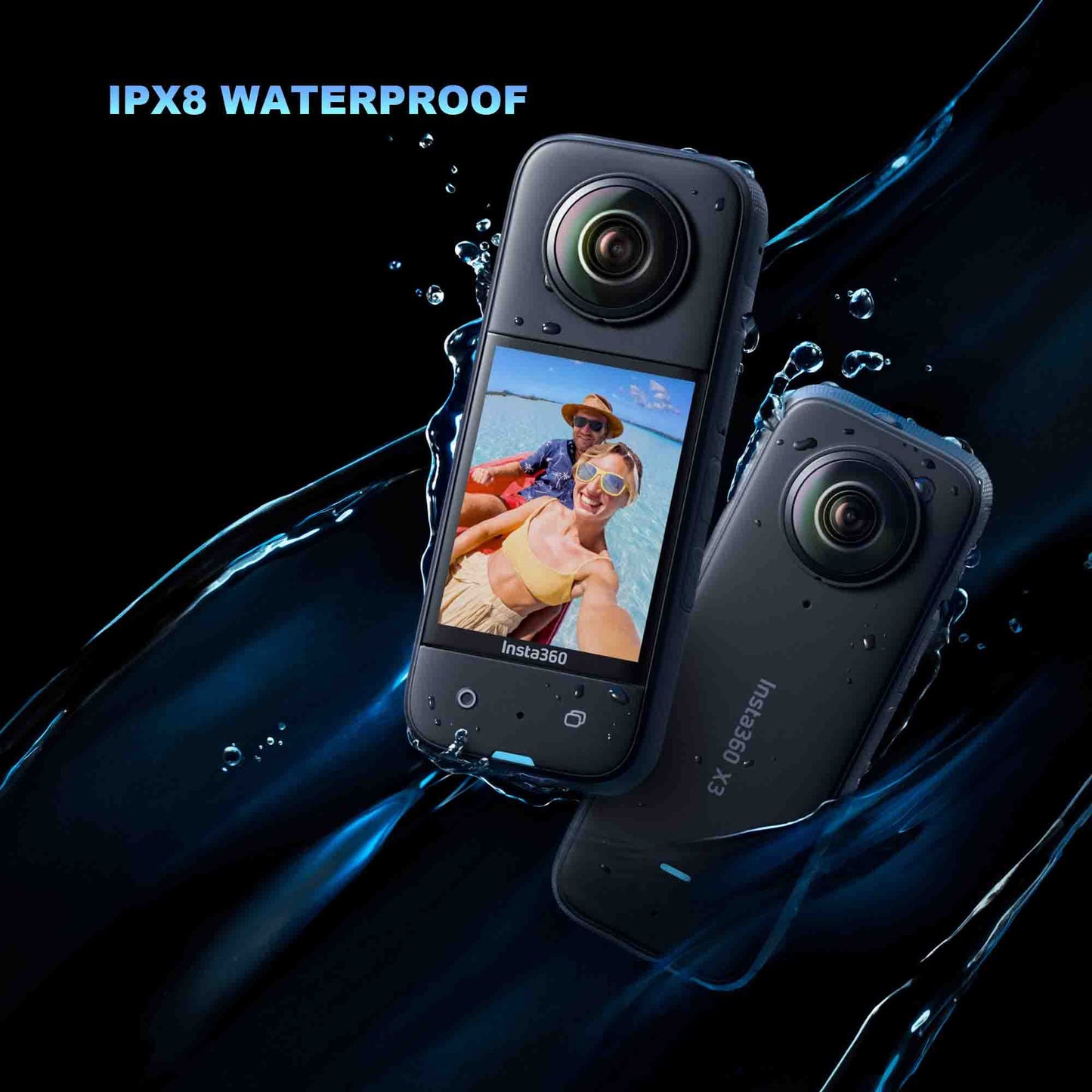 insta360 X3 - Waterproof 360 Action Camera with 1/2'' 48MP Sensors, 5.7K HDR Video, 72MP Photo, 4K Single-Lens, 60fps Me Mode, 2.29''Touchscreen, AI Editing |Bundle Includes Selfie Stick&128GB, Black