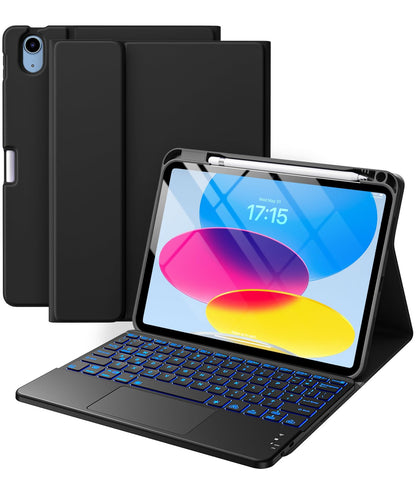 Harvopu Funda con Teclado tipo Folio (iPad A16 10.ª/11.ª Gen - Black)