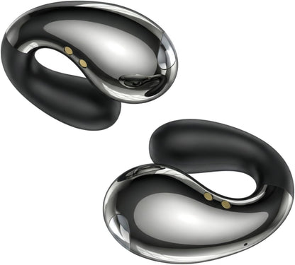 Boytond Ultra Open Ear Earbuds - Comfortable Clip-On Bone Conduction Earbuds, Over-The-Ear Open Headphones with Waterproof Build for Running, Gym Workouts, and Outdoor Sports, Gloss Black