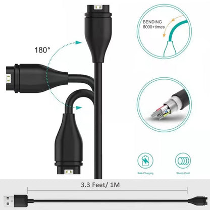 Charger for Garmin Watch, Ankky 3.3ft USB Charger Cable Data Sync Cable for Garmin 5/5S/5X/Plus/6/6S/6X/Pro/Forerunner 935/Quatix 5/Quatix 5 Sapphire/Vivoactive 3 Watch, Black