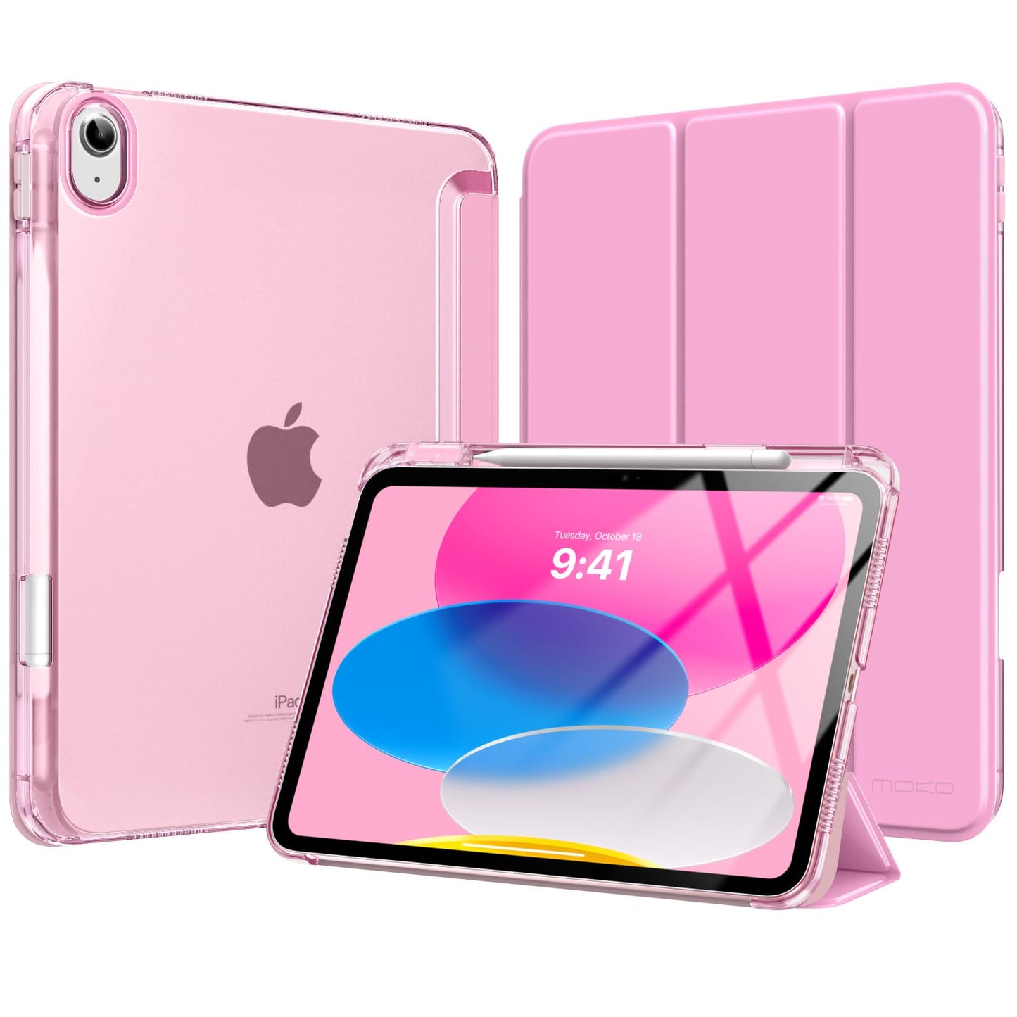 MoKo Funda Tríptica para iPad 11ª y 10ª Generación (Rosa)