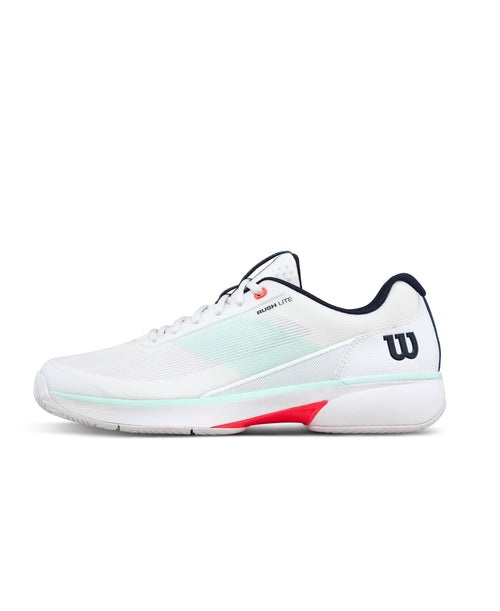 WILSON Rush Lite 5 Men's Tennis Shoe - White/Bay/Fiery Coral