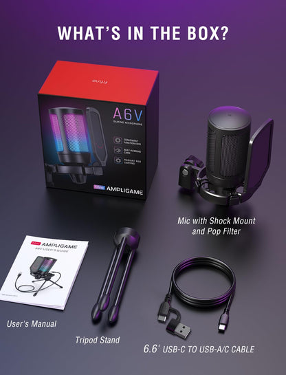 FIFINE Micrófono USB para Juegos AmpliGame (Para PC/PS5)