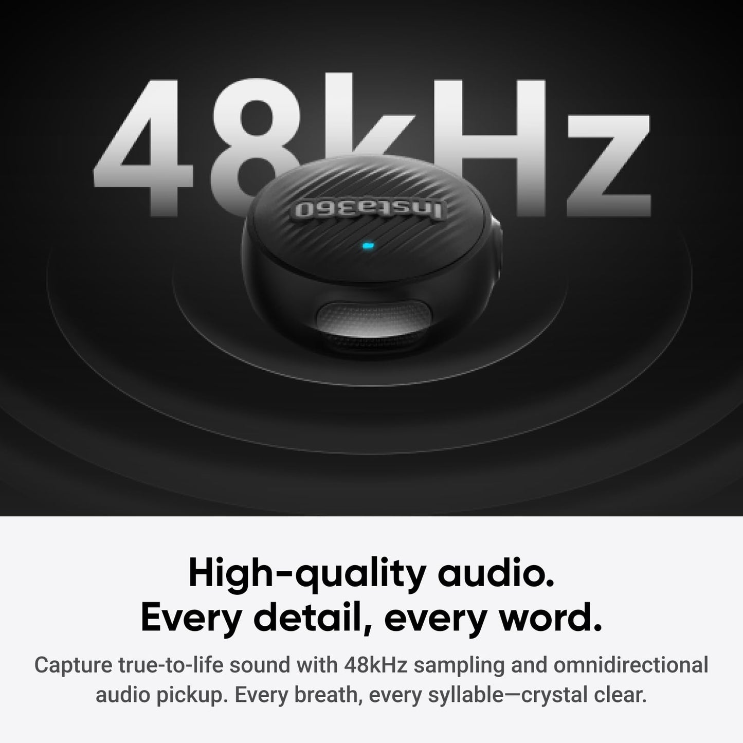Insta360 Mic Air (1 TX + 1 RX), Noise Cancelling, 300m Range, Wireless Microphone for USB-C iPhone/Android/PC/Mac, Vlog, Streaming