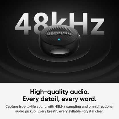 Insta360 Mic Air (1 TX + 1 RX), Noise Cancelling, 300m Range, Wireless Microphone for USB-C iPhone/Android/PC/Mac, Vlog, Streaming