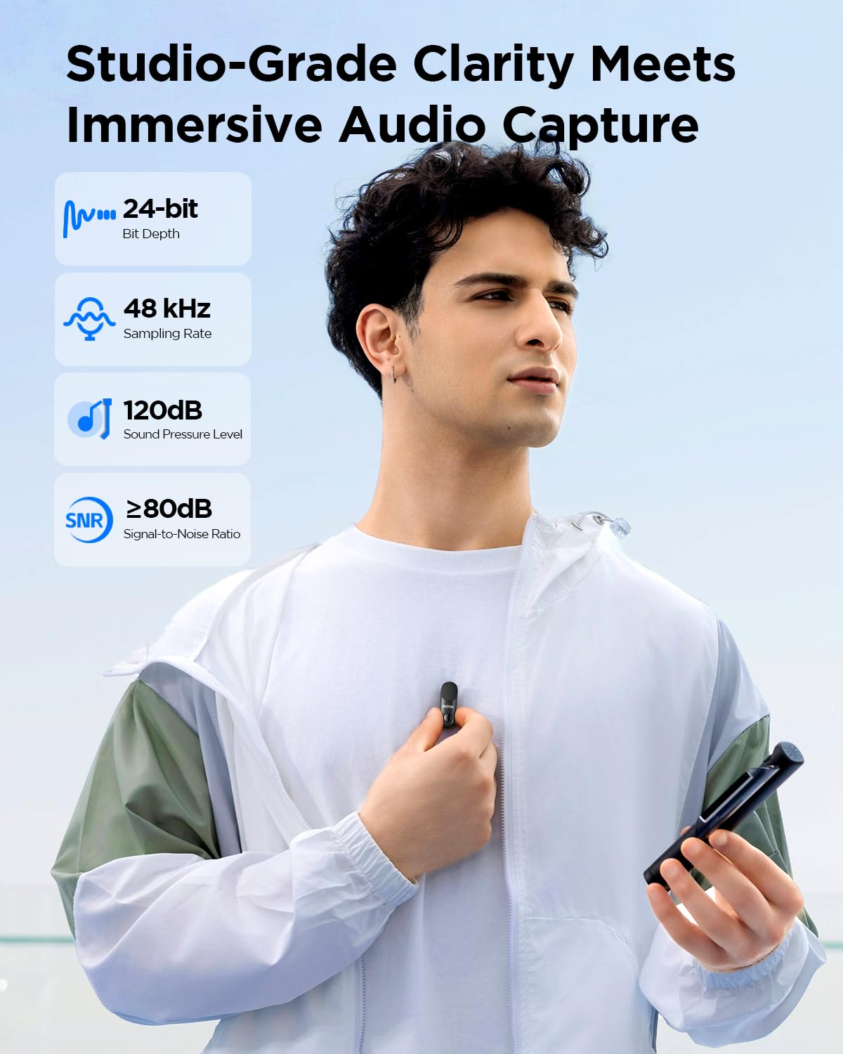 BOYA Magic-02 Wireless Lavalier Microphone, 30Hrs Battery,328FT Los Range,Safety Track&Limiter,4-in1 Mini Lapel Wireless Mic for Android iPhone Camera Laptop PC, Ai Noise Reduction for TikTok YouTube