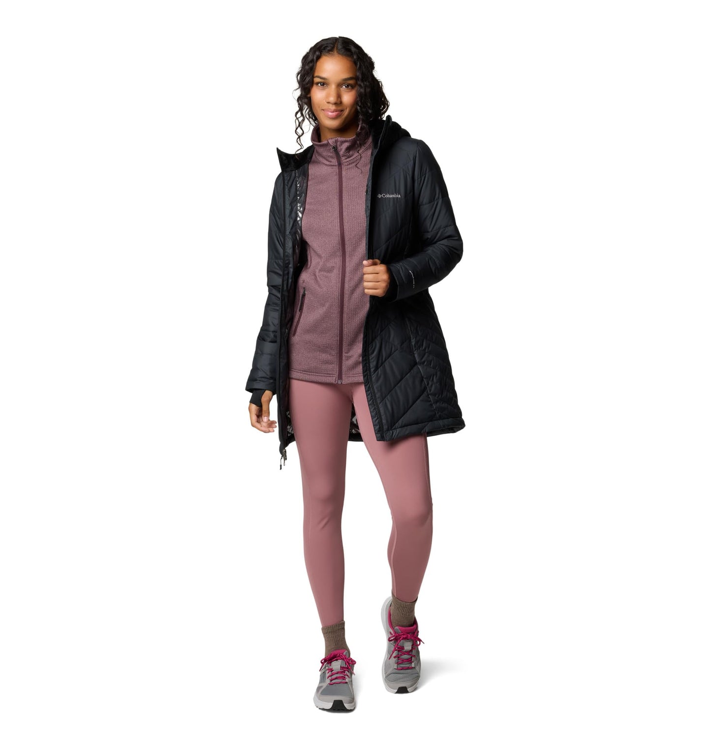 Columbia Chaqueta Acolchada Larga con Capucha para Mujer (Negro / Talla XS)