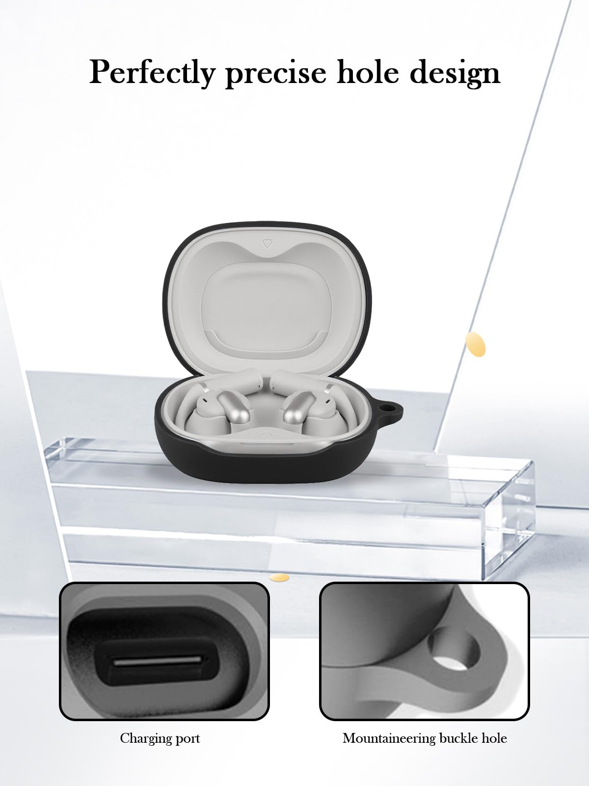 BOVUGAC Funda de Silicona para Auriculares JBL Sense PRO (Negro)