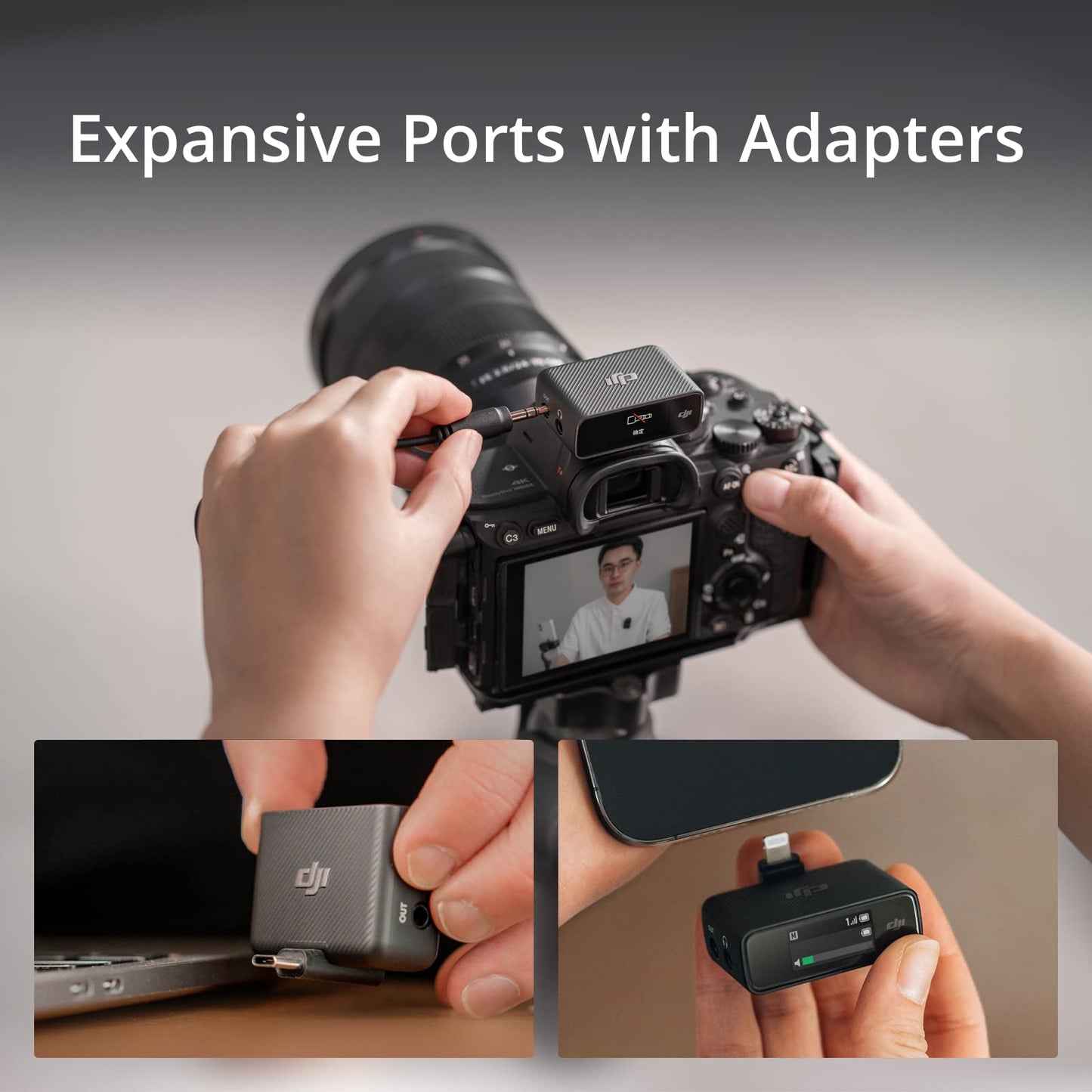 DJI Mic (1 TX + 1 RX), Wireless Lavalier Microphone, 250m (820 ft.) Range, Compact and Ultra-Light, 14-Hour Recording, Wireless Microphones for PC, iPhone, Android, Cameras, Vlogs, Live Stream
