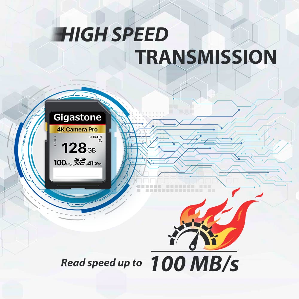 【5-Years Data Recovery】 GIGASTONE 128GB SD Card, 4K Camera Pro, A1 V30 SDXC Memory Card 4K UHD Video Compatible with Canon Digital Camera, with 1 Mini Case