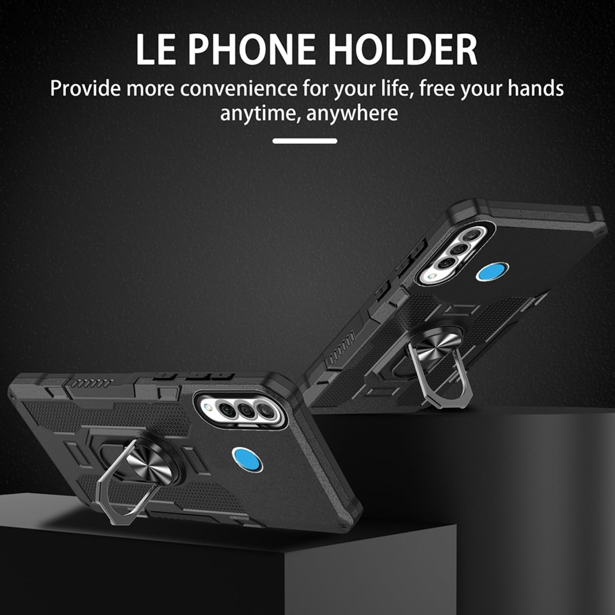 Sidande Funda Protectora con Soporte Magnético para Huawei P30 Lite (Negro)
