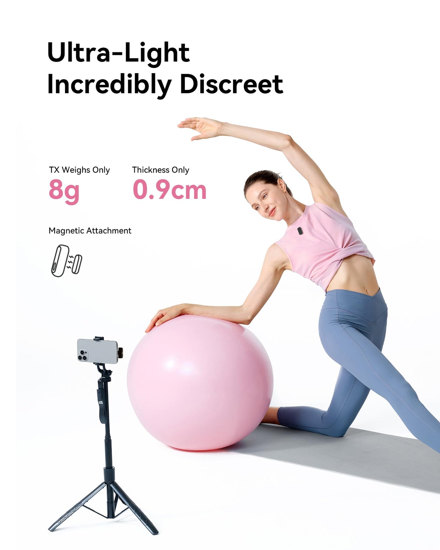 Hollyland Lark A1 Wireless Microphone for iPhone & Android, 48kHz/24-bit Studio Audio, 3-Level Noise Cancellation, 200m Range, Magnetic Mini Mic for Video Recording & Live Streaming (2TX + USB-C RX)