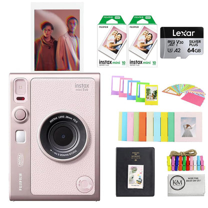 FUJIFILM Cámara Instantánea Híbrida Instax Mini EVO (Bundle / Gentle Rose)