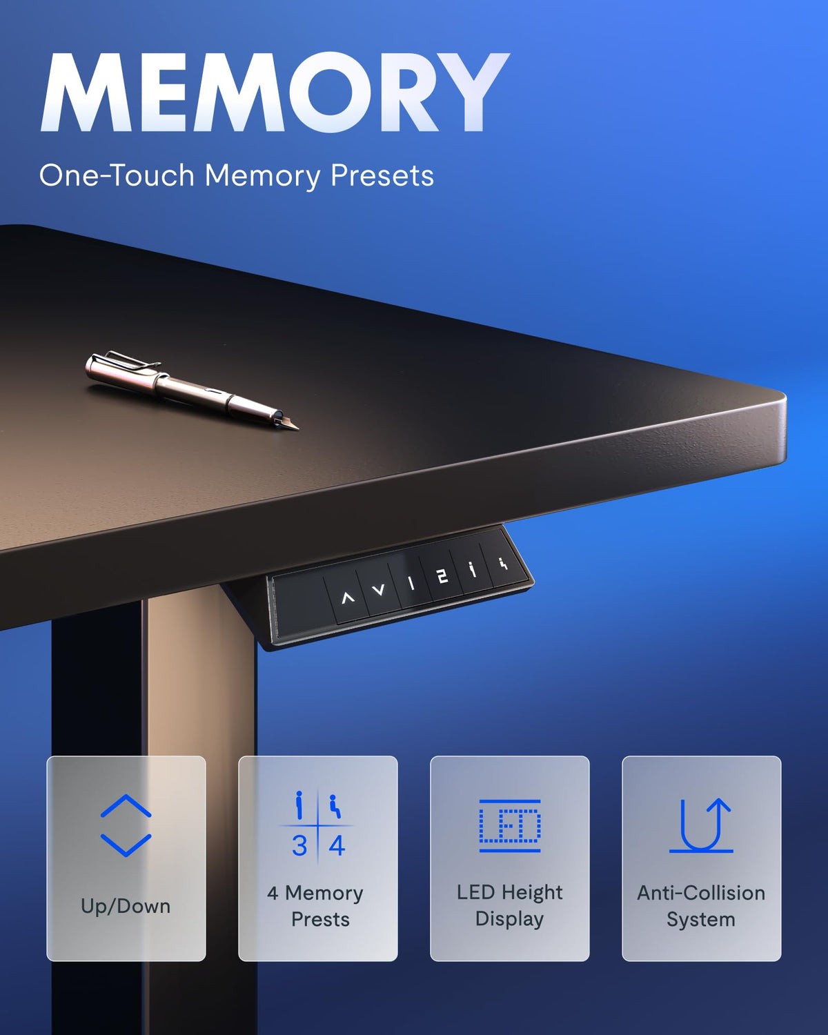 FLEXISPOT Escritorio Eléctrico Ajustable EN1 48"x24" (Black)