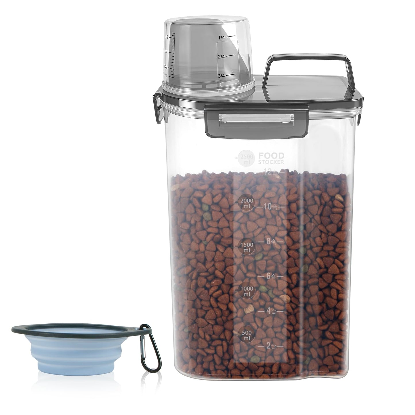 LEAWALK Contenedor de Almacenamiento de Comida para Mascotas (3 Qt / Negro Transparente)