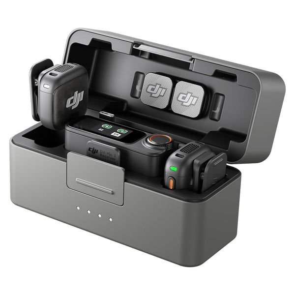 DJI Mic 3 (2 TX + 1 RX + Charging Case), Wireless Microphone for iPhone/Camera/Android, Ultralight, Adaptive Gain Control for Balanced Volume, Dual Band Anti-Interference, 28hrs Use, Vlog