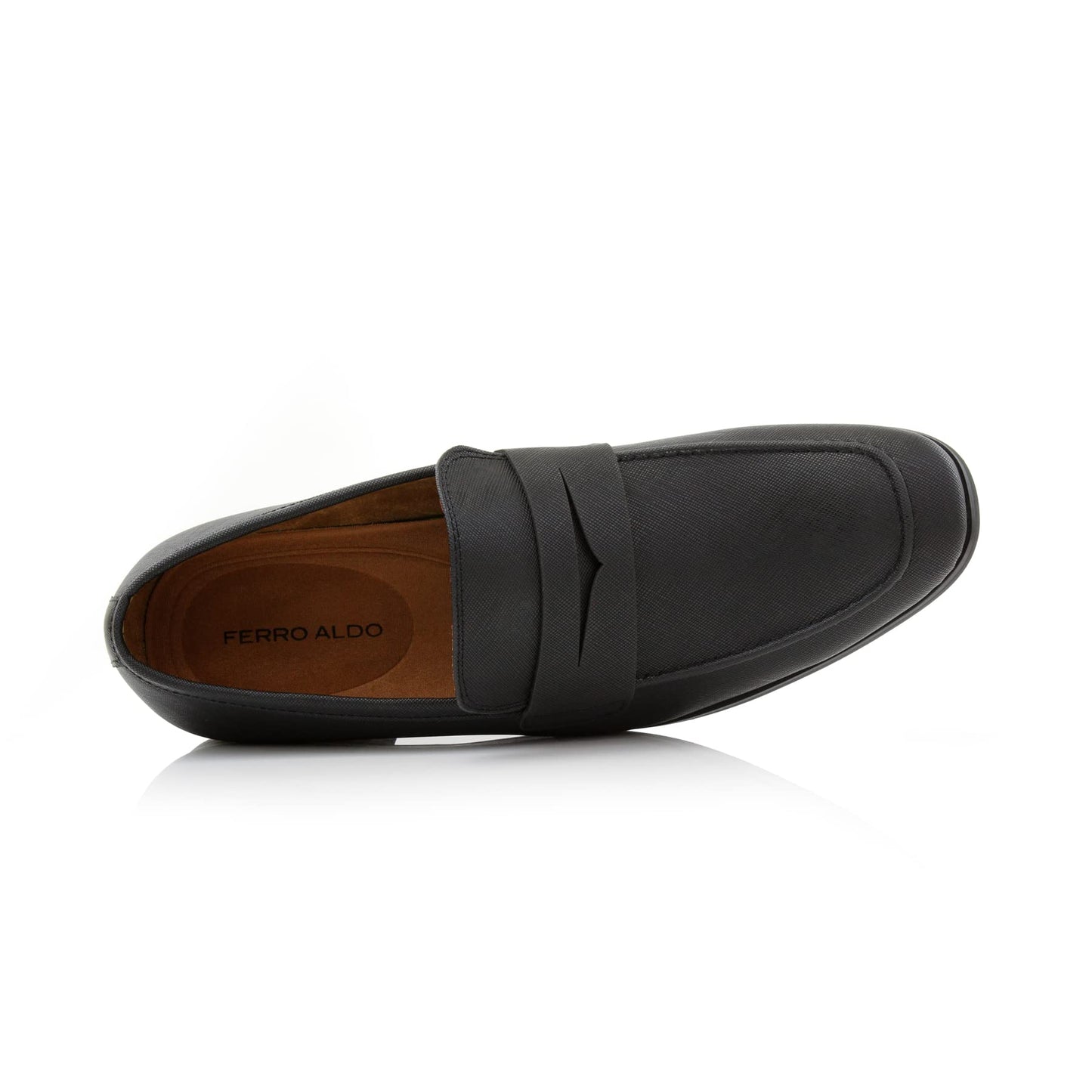 Ferro Aldo Dylan Men's Classic Penny Loafer | Slip-on Dress Shoe in Vegan Leather for Business, Formal & Casual | MFA19671 | in Suit Black