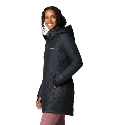 Columbia Chaqueta Acolchada Larga con Capucha para Mujer (Negro / Talla S)