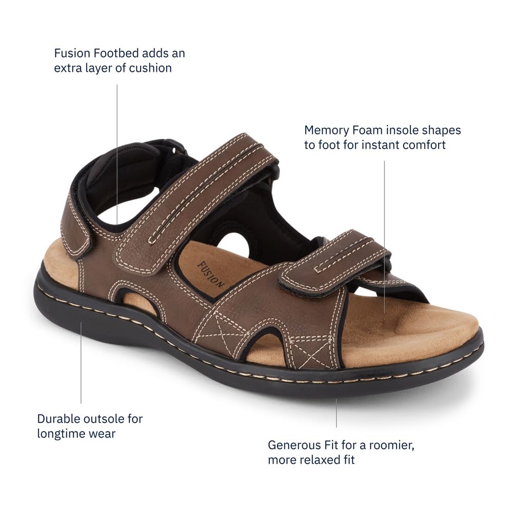 Dockers Mens Newpage Outdoor Sport Sandal Memory Foam, Briar