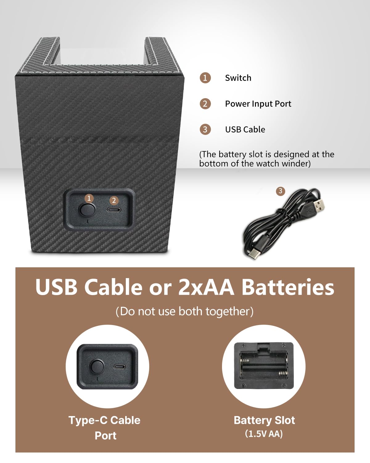 Caja de Cuerda para Relojes Automáticos (Negro)