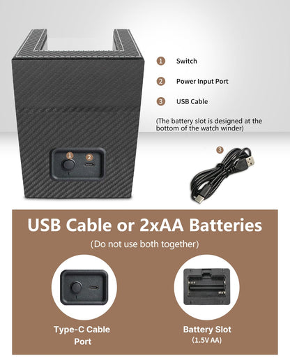 Caja de Cuerda para Relojes Automáticos (Negro)
