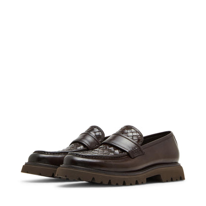 Steve Madden Mens STRANDD Penny Loafer, Brown
