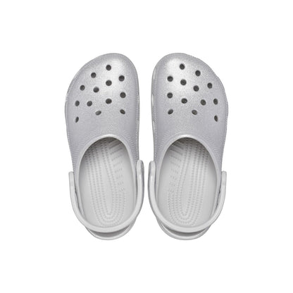Crocs Unisex-Adult Classic Sparkly Clog, Metallic and Glitter Shoes, Silver Glitter