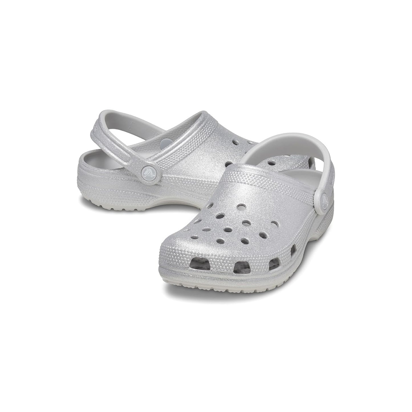 Crocs Unisex-Adult Classic Sparkly Clog, Metallic and Glitter Shoes, Silver Glitter