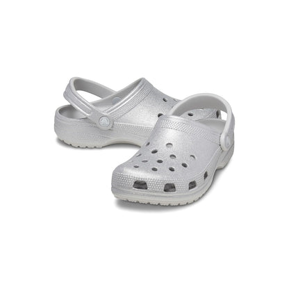 Crocs Unisex-Adult Classic Sparkly Clog, Metallic and Glitter Shoes, Silver Glitter