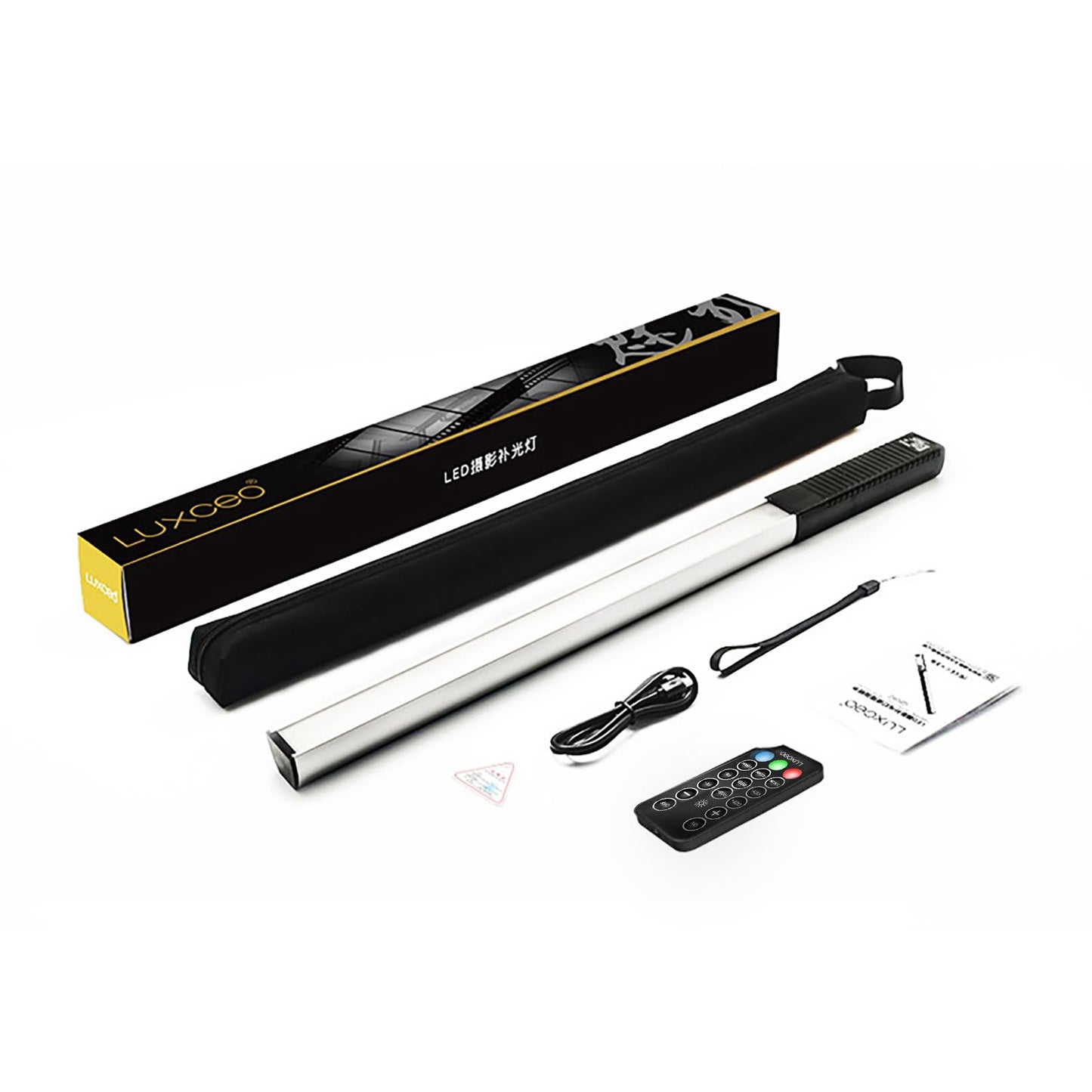LUXCEO RGB LED Photography Lighting Portable Wand Handheld LED Video Light 1000 Lumens CRI 95+ USB Rechargeable with Remote Control, Carry Bag, Adjustable Color Temperature 3000K-6000K and 36 Colors
