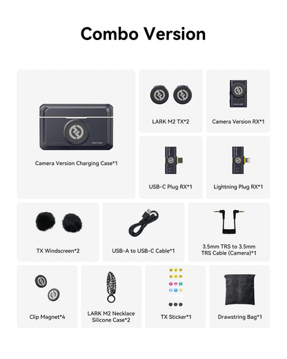Hollyland Lark M2 Wireless Microphone for iPhone/Camera/Android/PC, 48kHz/24-bit High Fidelity Audio, 300m Range, Noise Cancelling, 40h Use, YouTube, Vlog, Streaming (2TX + 3RX + Charging Case)