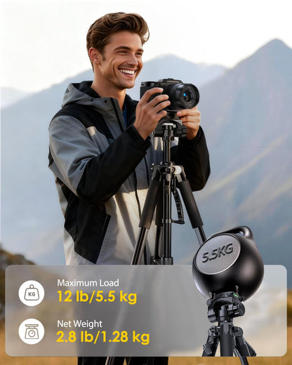 UBeesize 67” Camera Tripod with Travel Bag, Cell Phone Tripod with Bluetooth Remote and Phone Holder, Compatible with All Cameras, Cell Phones, Projector, Webcam, Spotting Scopes