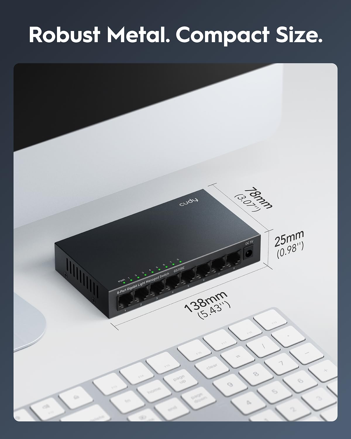 Cudy Switch Gigabit de 8 Puertos GS108E (Smart Managed / Escritorio y Pared)