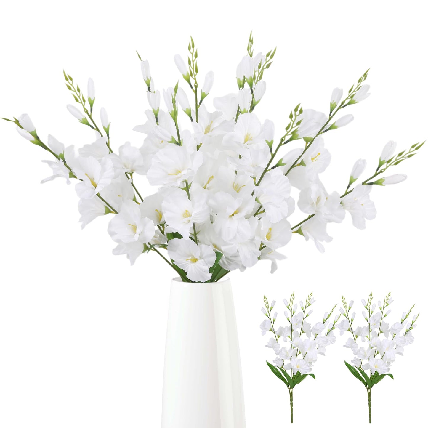 ICBOX Flores de Gladiolos Artificiales (Paquete de 2 Manchas / Blanco)