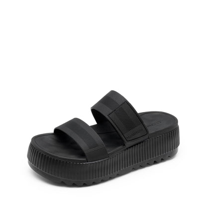 DREAM PAIRS Women's Platform Slip on Adjustable Sandals Lightweight Comfortable Non-Slip Vacation Beach Chunky Open Toe Wedges for Summer Waterproof Shoes 2026, All Black, SDWS26004W