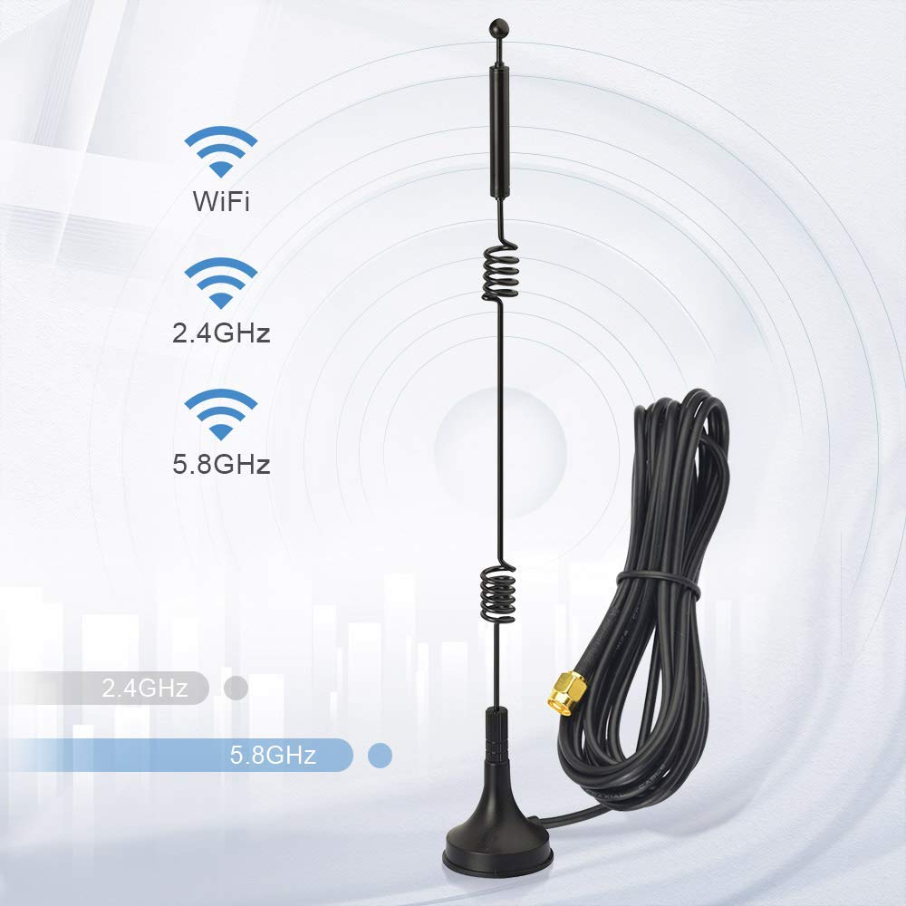 Bingfu Antena de Doble Banda WiFi de Base Magnética (Paquete de 4)