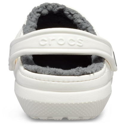 Crocs Men's and Women's Classic Lined Clog, White/Grey 2, US Men 5/Women 7