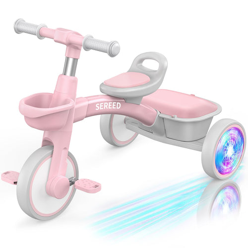 SEREED Triciclo para Niños Pequeños con Iluminación Colorida (Pink)