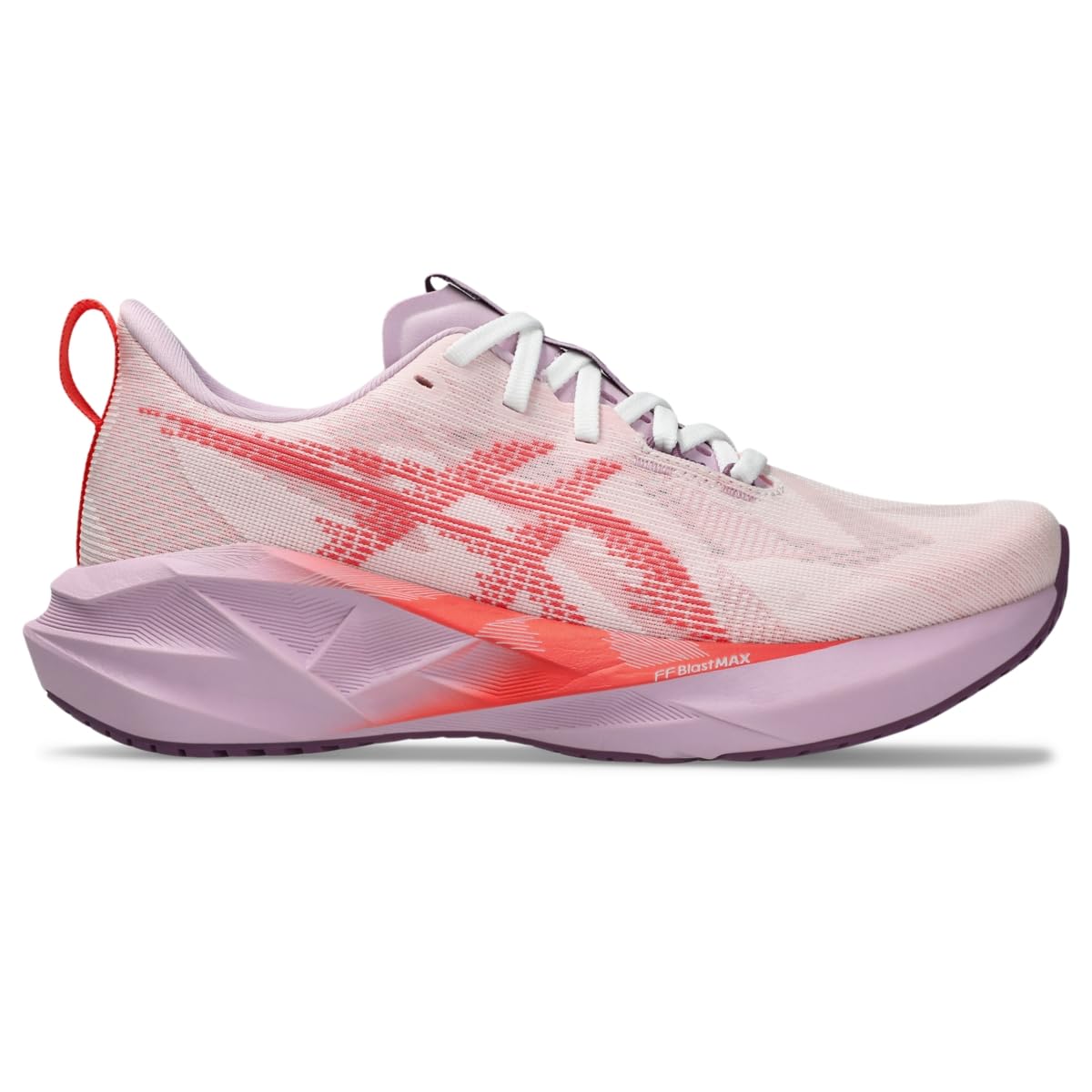 ASICS Women's NOVABLAST 5 Running Shoe, White/Coral Reef