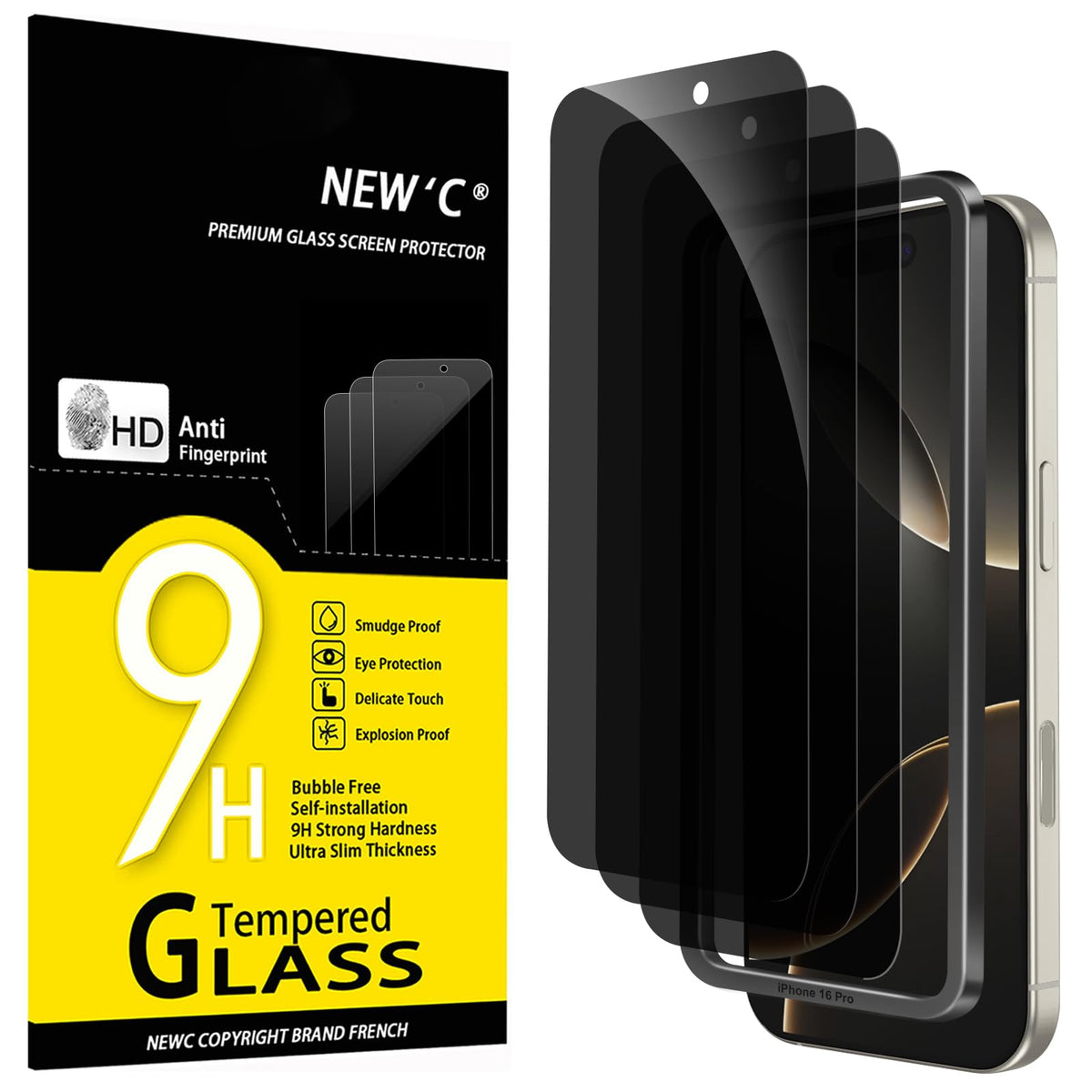 NEW'C Protector de Pantalla de Privacidad (iPhone 17 / 17 Pro / 16 Pro)