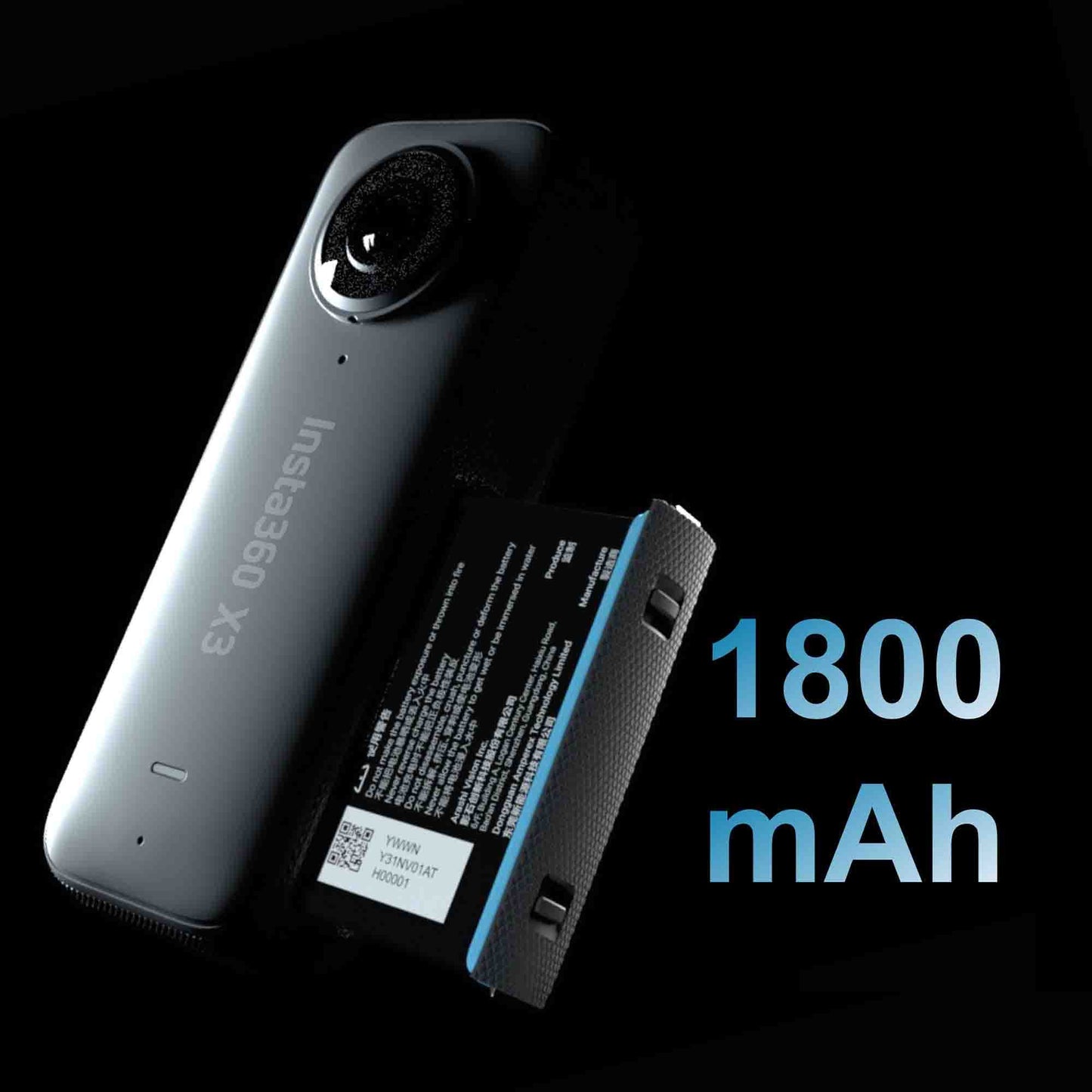 insta360 X3 360 Degree Waterproof Action Camera, 5.7K 360, Stabilization, Touch Screen, AI Editing, Live Streaming, Webcam, Voice Control, Black