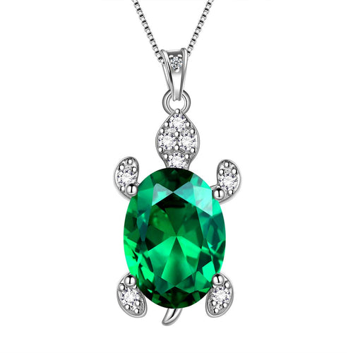 Aurora Tears Collar de Tortuga Verde de Plata 925 (Cristal Esmeralda)