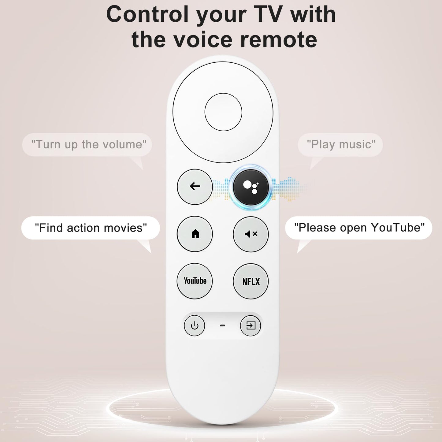 Control Remoto de Repuesto por Voz G9N9N para Google TV (Solo Snow Chromecast)