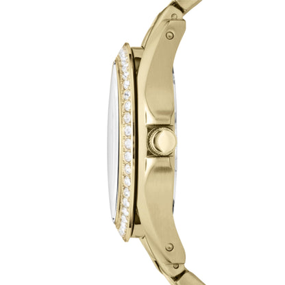 Fossil Women's Watch, Riley Quartz Stainless Steel Multifunction Watch for Women, Color: Gold Glitz