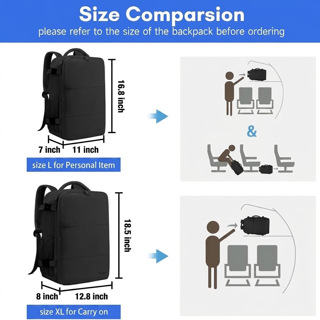 Taygeer Mochila de Viaje para Laptop de 15.6" (Negro)