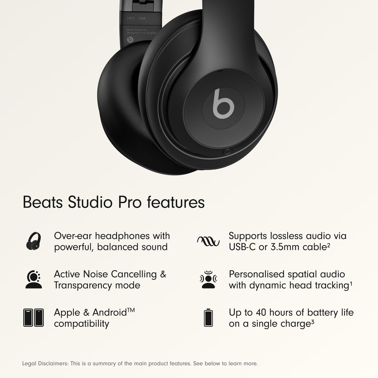 Beats Studio Pro Auriculares Inalámbricos sobre la Oreja (Negro)