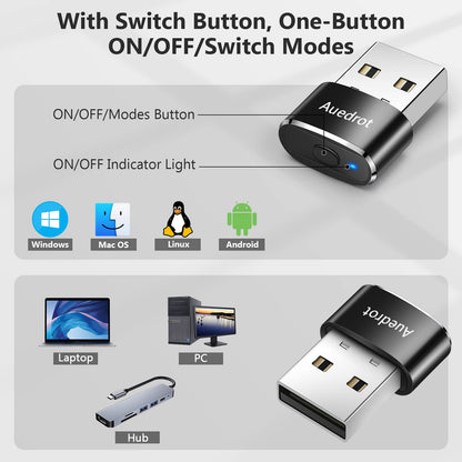 AUEDROT Agitador de Ratón USB de Metal (Paquete de 2 / Negro)